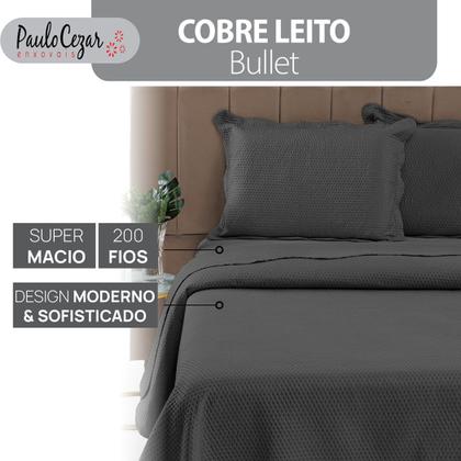 Imagem de Cobre Leito Colcha Casal Queen Dupla Face com Toque Macio 200 Fios Ultrasonic 03 Peças Bulet