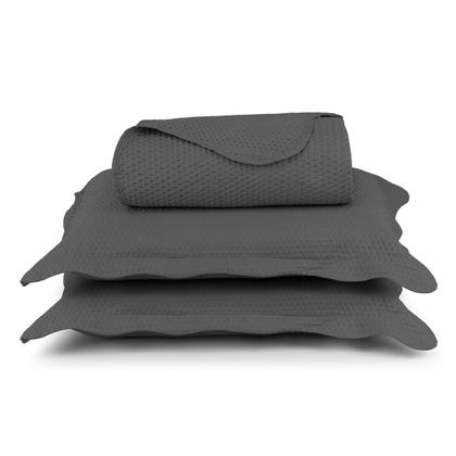 Imagem de Cobre Leito Colcha Casal Queen Dupla Face com Toque Macio 200 Fios Ultrasonic 03 Peças Bulet