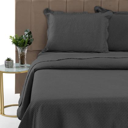 Imagem de Cobre Leito Colcha Casal Queen Dupla Face com Toque Macio 200 Fios Ultrasonic 03 Peças Bulet