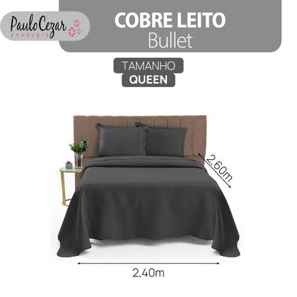 Imagem de Cobre Leito Colcha Casal Queen Dupla Face com Toque Macio 200 Fios Ultrasonic 03 Peças Bulet