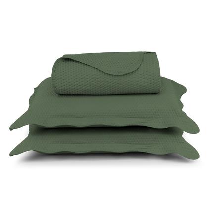 Imagem de Cobre Leito Colcha Casal Queen Dupla Face com Toque Macio 200 Fios Ultrasonic 03 Peças Bulet