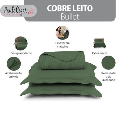 Imagem de Cobre Leito Colcha Casal Queen Dupla Face com Toque Macio 200 Fios Ultrasonic 03 Peças Bulet