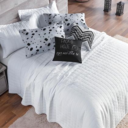 Imagem de Cobre Leito Colcha King 300 Fios 7 Peças Dupla Face com Almofadas Estampadas Porta Travesseiro