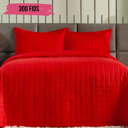 Imagem de Cobre Leito Colcha King 300 Fios 7 Peças Dupla Face com Almofadas Estampadas Porta Travesseiro