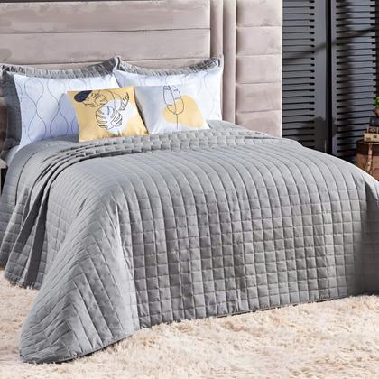 Imagem de Cobre Leito Colcha King 300 Fios 7 Peças Dupla Face com Almofadas Estampadas Porta Travesseiro