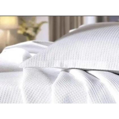 Imagem de Cobre Leito Colcha Piquet Liso Casal Queen Size Padrão 3 Pçs - Branco