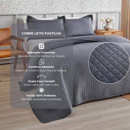 Imagem de Cobre Leito Colcha Queen 3 Peças Dupla Face Micro Percal 150 Fios Matelado Mosaico