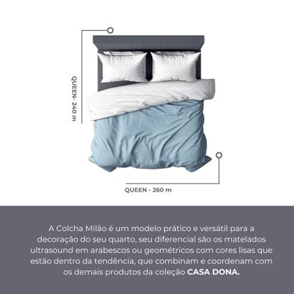 Imagem de Cobre Leito Colcha Queen 3 Peças Dupla Face Micro Percal 150 Fios Matelado Mosaico