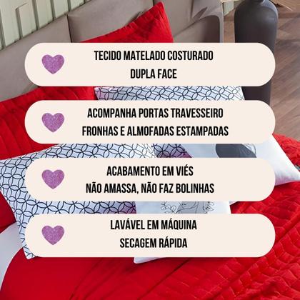 Imagem de Cobre Leito Colcha Queen 300 Fios 7 Peças Dupla Face com Almofadas Estampadas Porta Travesseiro