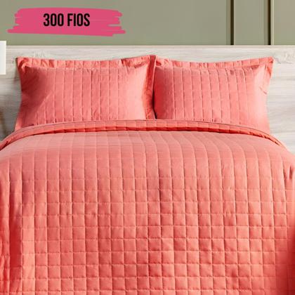 Imagem de Cobre Leito Colcha Queen 300 Fios 7 Peças Dupla Face com Almofadas Estampadas Porta Travesseiro