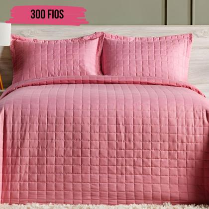 Imagem de Cobre Leito Colcha Queen 300 Fios 7 Peças Dupla Face com Almofadas Estampadas Porta Travesseiro