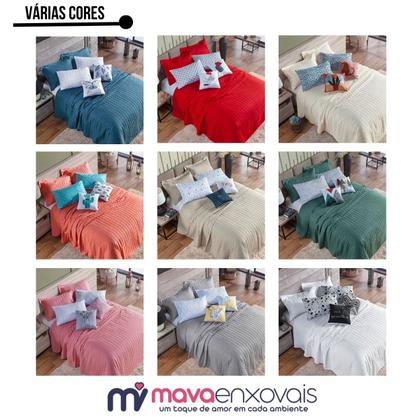 Imagem de Cobre Leito Colcha Queen 300 Fios 7 Peças Dupla Face com Almofadas Estampadas Porta Travesseiro