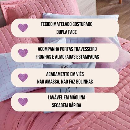 Imagem de Cobre Leito Colcha Queen 300 Fios 7 Peças Dupla Face com Almofadas Estampadas Porta Travesseiro