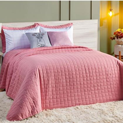 Imagem de Cobre Leito Colcha Queen 300 Fios 7 Peças Dupla Face com Almofadas Estampadas Porta Travesseiro