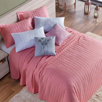 Imagem de Cobre Leito Colcha Queen 300 Fios 7 Peças Dupla Face com Almofadas Estampadas Porta Travesseiro