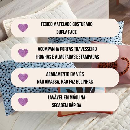 Imagem de Cobre Leito Colcha Queen 300 Fios 7 Peças Dupla Face com Almofadas Estampadas Porta Travesseiro