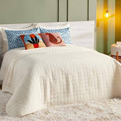 Imagem de Cobre Leito Colcha Queen 300 Fios 7 Peças Dupla Face com Almofadas Estampadas Porta Travesseiro