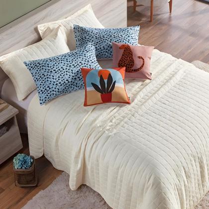 Imagem de Cobre Leito Colcha Queen 300 Fios 7 Peças Dupla Face com Almofadas Estampadas Porta Travesseiro