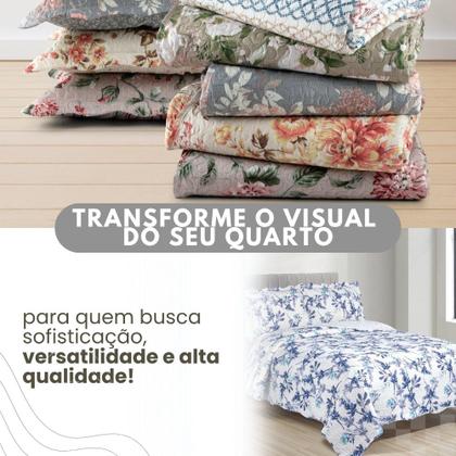 Imagem de Cobre Leito Estampado Tamanho Queen Colcha Boutis Dupla Face