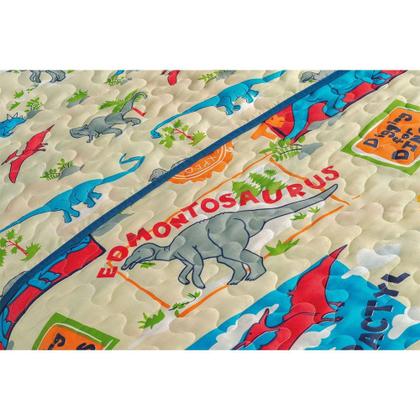 Imagem de Cobre Leito Infantil Menino Dinossauro Estampado Dupla Face 2 Peças Tecido Microfibra