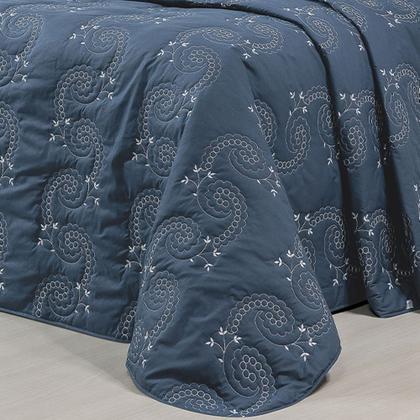 Imagem de Cobre Leito + Jogo de Cama 7 Peças Queen Percal 200 Fios Mistral 100% Algodão - Topázio