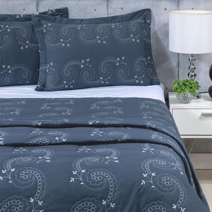 Imagem de Cobre Leito + Jogo de Cama 7 Peças Queen Percal 200 Fios Mistral 100% Algodão - Topázio