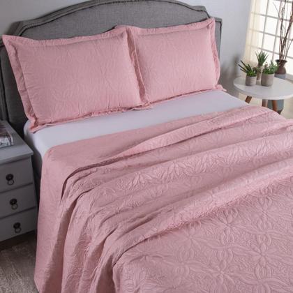 Imagem de Cobre Leito King Colcha 03 Pçs Dupla Face Liso Matelado Petchowork Liso