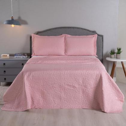 Imagem de Cobre Leito King Colcha 03 Pçs Dupla Face Liso Matelado Petchowork Liso