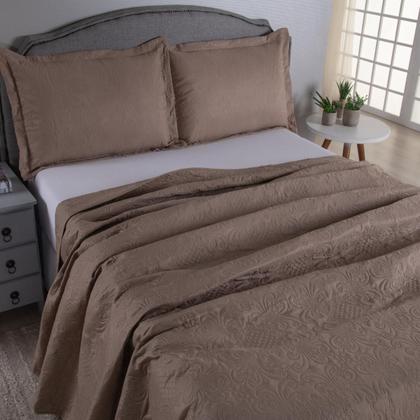 Imagem de Cobre Leito King Colcha 03 Pçs Dupla Face Liso Matelado Petchowork Liso