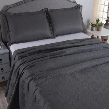 Imagem de Cobre Leito King Colcha 03 Pçs Dupla Face Liso Matelado Petchowork Liso