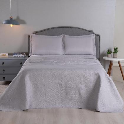 Imagem de Cobre Leito King Colcha 03 Pçs Dupla Face Liso Matelado Petchowork Liso