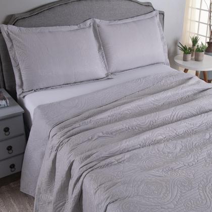 Imagem de Cobre Leito King Colcha 03 Pçs Dupla Face Liso Matelado Petchowork Liso