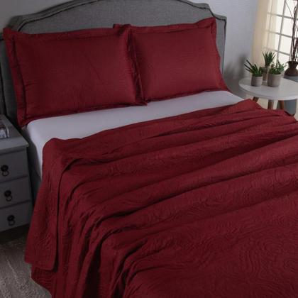 Imagem de Cobre Leito King Colcha 03 Pçs Dupla Face Liso Matelado Petchowork Liso