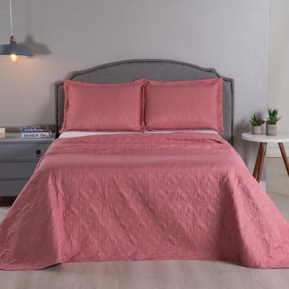 Imagem de Cobre Leito King Colcha 03 Pçs Dupla Face Liso Matelado Petchowork Liso