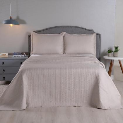 Imagem de Cobre Leito King Colcha 03 Pçs Dupla Face Liso Matelado Petchowork Liso