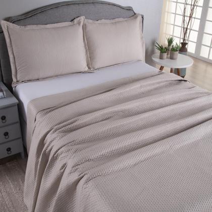 Imagem de Cobre Leito King Colcha 03 Pçs Dupla Face Liso Matelado Petchowork Liso