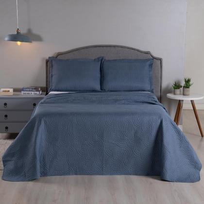 Imagem de Cobre Leito King Colcha 03 Pçs Dupla Face Liso Matelado Petchowork Liso