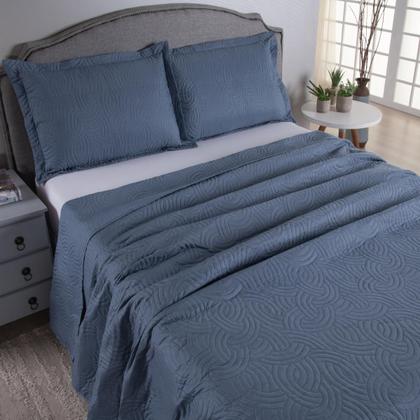 Imagem de Cobre Leito King Colcha 03 Pçs Dupla Face Liso Matelado Petchowork Liso