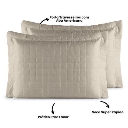 Imagem de Cobre Leito King com Porta Travesseiro 300 Fios Toque Macio Kit 3 Peças Avelã