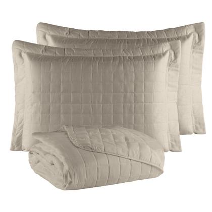 Imagem de Cobre Leito King com Porta Travesseiro 300 Fios Toque Macio Kit 3 Peças Avelã