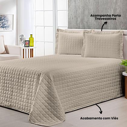 Imagem de Cobre Leito King com Porta Travesseiro 300 Fios Toque Macio Kit 3 Peças Avelã