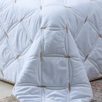 Imagem de Cobre Leito King Unique 200 Fios Bordado 3 Peças - Branco