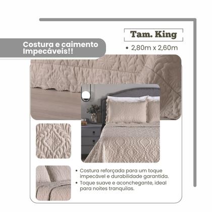 Imagem de Cobre Leito Premium Cor Bege Com Porta Travesseiro King Size