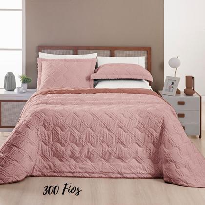 Imagem de Cobre Leito Queen 300 Fios Resistente e Macio Aveline 03 Peças Rosê