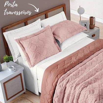 Imagem de Cobre Leito Queen 300 Fios Resistente e Macio Aveline 03 Peças Rosê