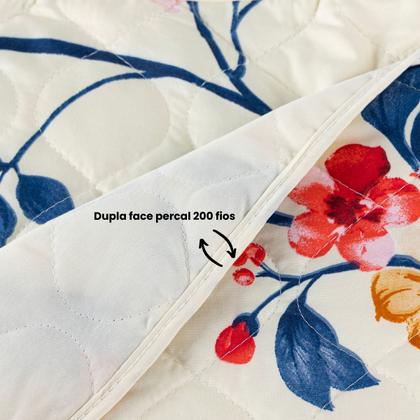 Imagem de Cobre Leito Queen com Porta Travesseiro 300 Fios Toque Macio Kit Colcha 3 Peças Felicità