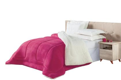 Imagem de Cobre leito Sherpa com Manta Flanel Queen Dupla Face Cores