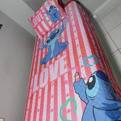 Imagem de Cobre Leito Solteiro Dupla Face Estampa Digital Porta Travesseiro com Zíper