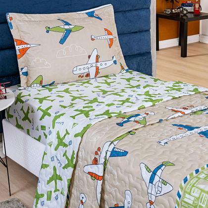 Imagem de Cobre Leito Solteiro Kids Infantil com Fronha 2 Pçs Estampados