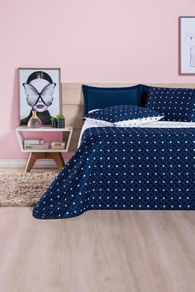 Imagem de Cobre Leito Solteiro Poá Micro Dupla Face 200 Fios 2Pçs ul